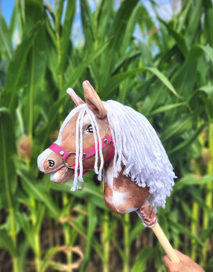 Hobby Horse Small Stick Horse Premium Spotted Tobiano White Mane A4