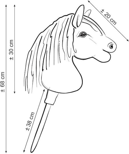 Hobby Horse Small Stick Horse Premium Spotted Tobiano White Mane A4