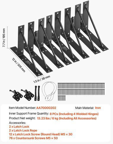 Vevor Iron Gate Corner Bracket Set Anti-Sag 2 Pieces Mkzjxxktzx2jogdjhv0