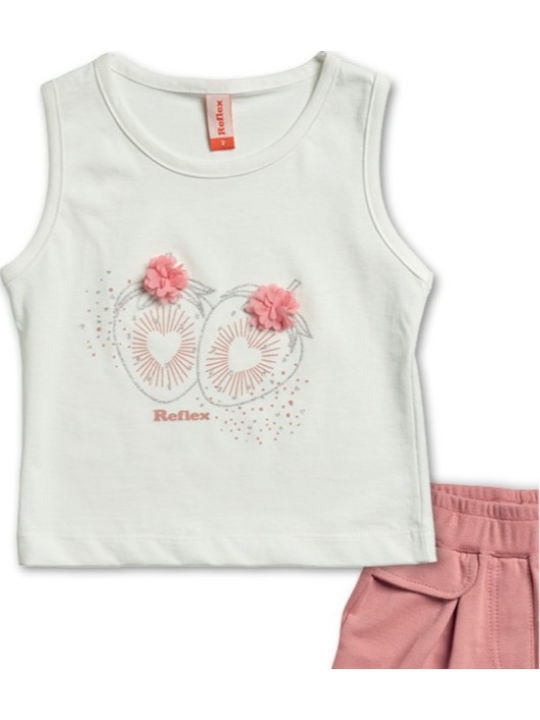 Kinder-Set mit Shorts Sommer 2Stück White-pink