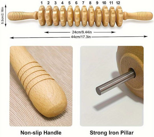 Ancient Wisdom Ξύλινο Roller Μασάζ για το Σώμα Μπεζ