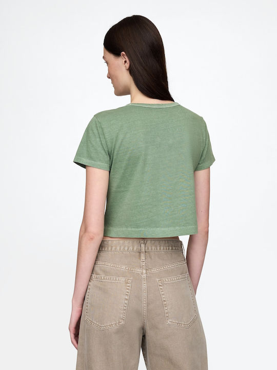 Women's Crop Top Cotton Gasoline Green