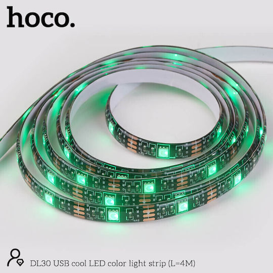 Hoco Bandă LED USB 5V RGB Lumină 4m cu Sursă de alimentare