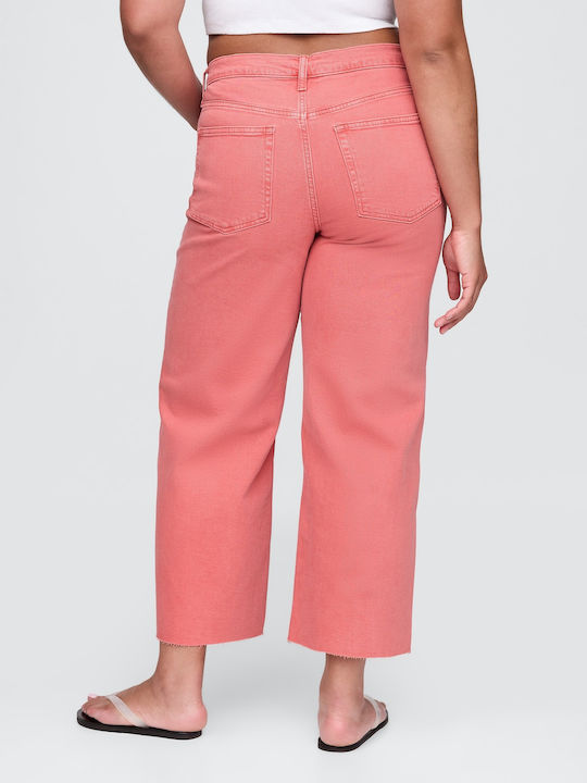 Ψηλόμεσο Γυναικείο Jean Παντελόνι σε Slim Εφαρμογή Fresh Coral Pink