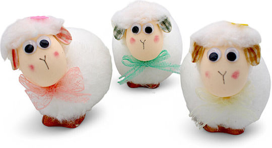 Easter Table Decorative Figure Lamb White Synthetic Fur 12cm 3epx54
