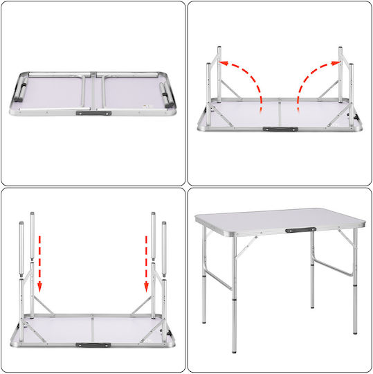Bakaji Tabelle Aluminium für Camping Klappbar Campingmöbel 90x60x60cm Gray