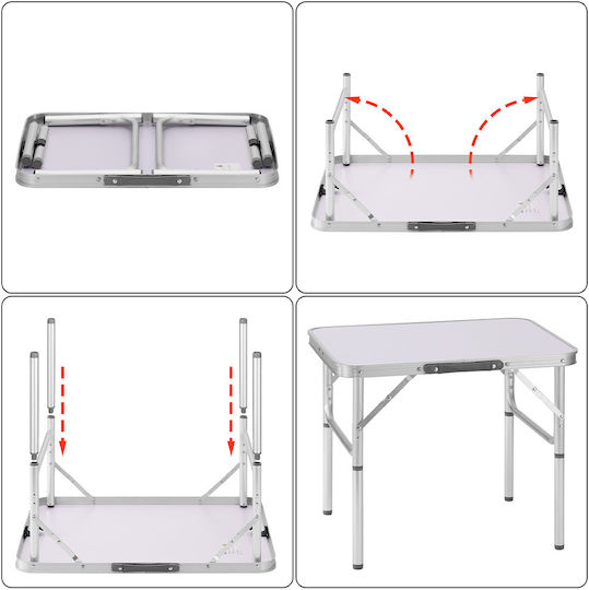 Bakaji Table Aluminum for Camping Foldable in Case 60xx45cm Gray