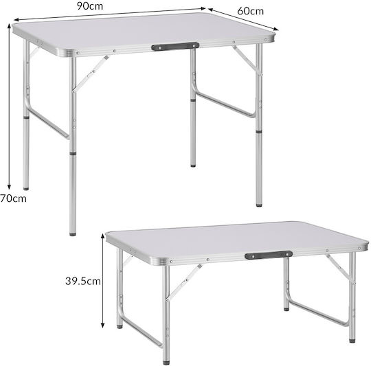 Bakaji Tabelle Aluminium für Camping Klappbar Campingmöbel 90x60x60cm Gray