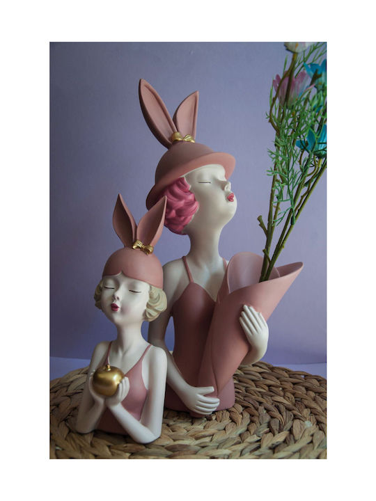 Rabbit Girls Σετ 2 Φιγούρες Κορίτσια Ανθοδέσμη Μήλο 36 Εκ Ροζ 2 Τμχ Yugenliving