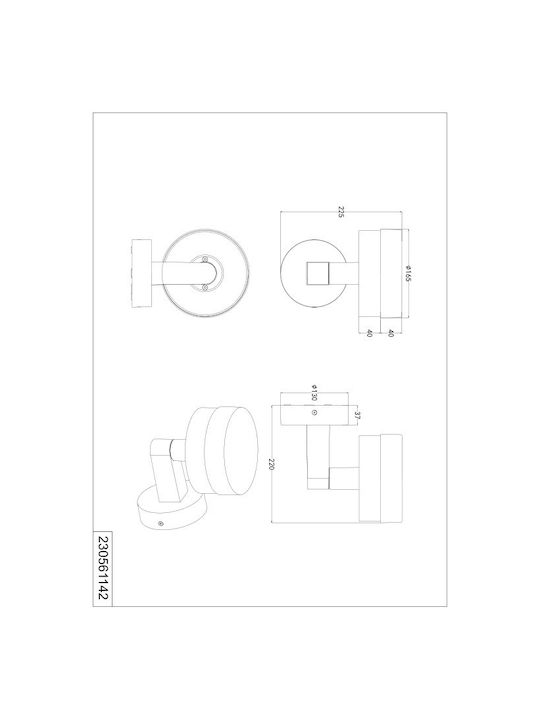 Trio Lighting Mackenzie Επιτοίχιο Εξωτερικό Φωτιστικό Γκρι