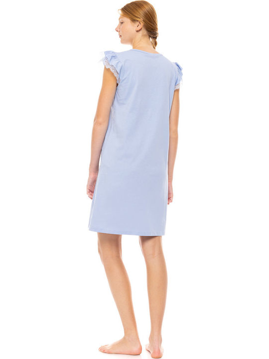 Pink Label Sommer Damen Nachthemd Blue Cloud