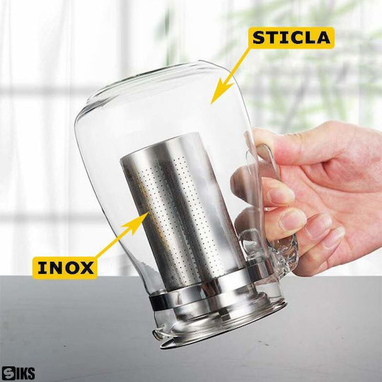 Teekanne mit Tasse und Filter Glas Transparent 750ml