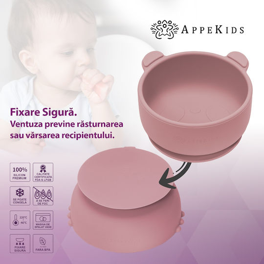 AppeKids Παιδικό Μπωλ Φαγητού από Σιλικόνη Ροζ