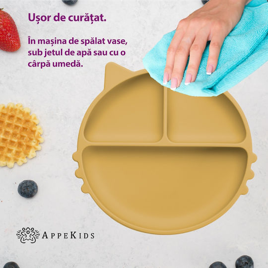 AppeKids Детска Чиния за Хранене от Силикон Бежов
