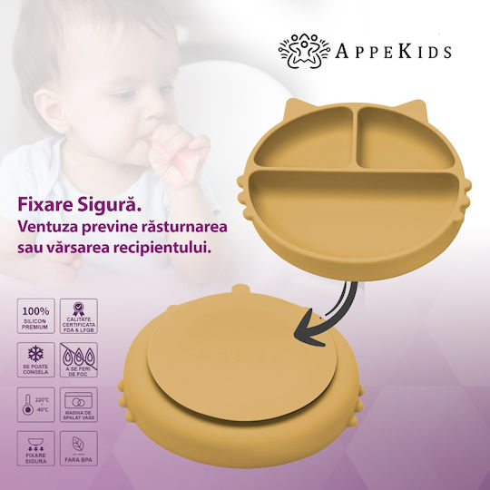 AppeKids Детска Чиния за Хранене от Силикон Бежов