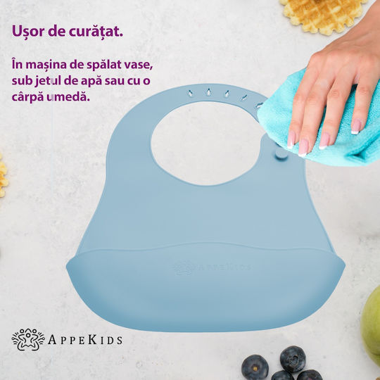 AppeKids Bavetă Silicon cu Buzunar Aqua Blue
