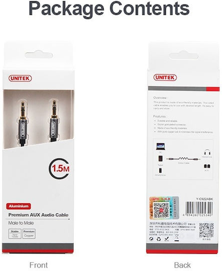 Unitek Y-c926abk 3.5mm To 3.5mm Audio Cable 1.0m