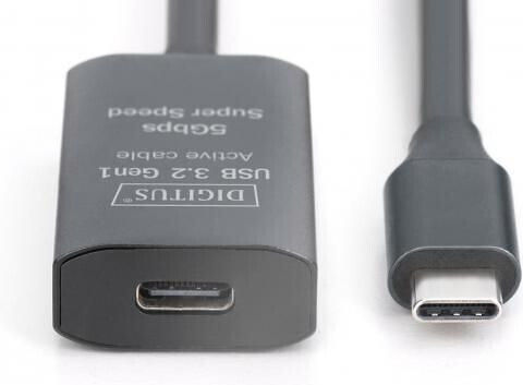 Digitus LED USB 3.2 Cable USB-C Male - USB-C Female PD Black 5m DA-73108