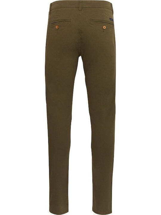 Men's Chino Elastic Slim Fit Trousers Khaki