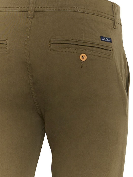 Men's Chino Elastic Slim Fit Trousers Khaki