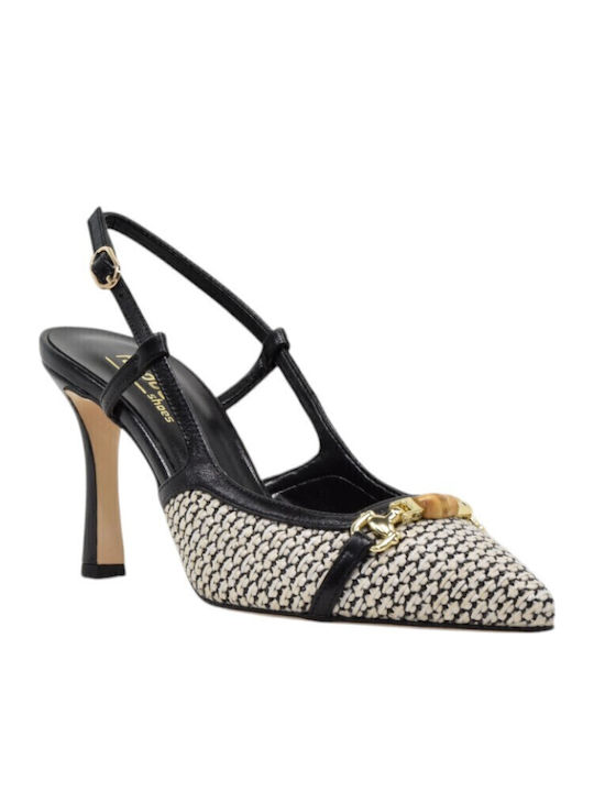 Leather Ecru Heels with Strap