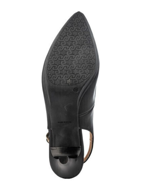 Leather Black Heels with Strap