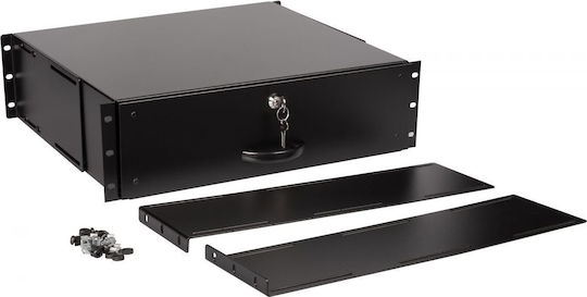 Sertar Equip 19" 3U cu Încuietoare Negru Accesorii pentru Cabinet de Rețea