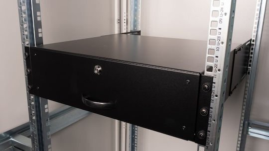 Sertar Equip 19" 3U cu Încuietoare Negru Accesorii pentru Cabinet de Rețea