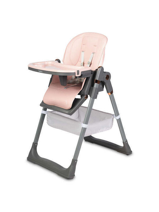 Caretero Vars Foldable Highchair with Metal Frame & Leatherette Seat Pink