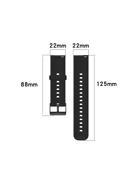 Strap Silicone 22mm Black Galaxy Watch 46mm Gear S3 Redmi Watch 5 Active Watch 5 Lite Huawei Watch Gt Gt Pro 2 3 4 5 Ultimate 46mm Honor Gs Pro Amazfit Gtr 3 Gtr 3 Pro Realme Wat