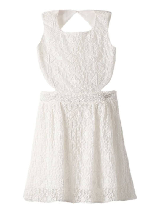 Children's Dress Sleeveless Lace White