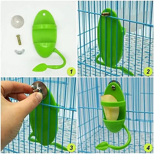 Metal Cage Food Base with Screw Support & Perch – Cuttlefish Bone Lettuce Apple – M5xW4xH10.5cm