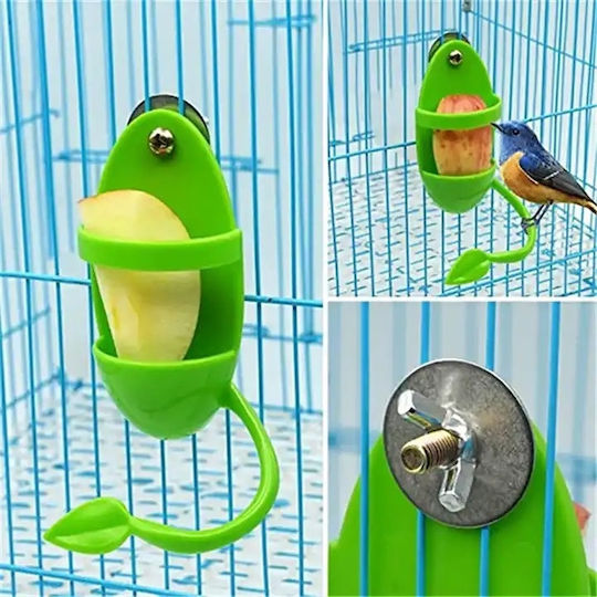 Metal Cage Food Base with Screw Support & Perch – Cuttlefish Bone Lettuce Apple – M5xW4xH10.5cm