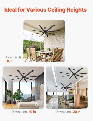 Vevor Deckenventilator 244cm Schwarz