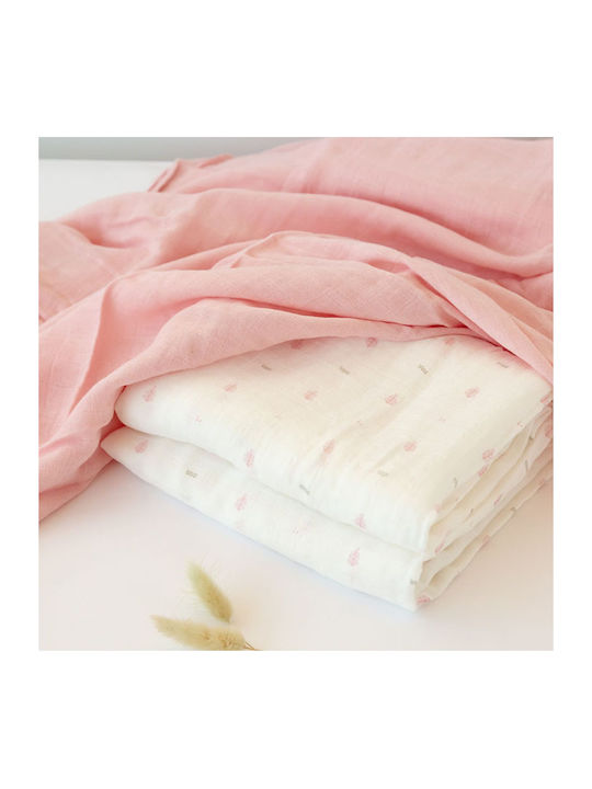 Kiokids Muslin Swaddle Wraps Pink 120x120cm. 2pcs