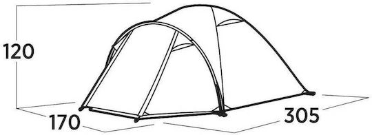 Easy Camp Σκηνή Camping Τούνελ Πράσινη με Διπλό Πανί 3 Εποχών για 3 Άτομα 305x170x120εκ.