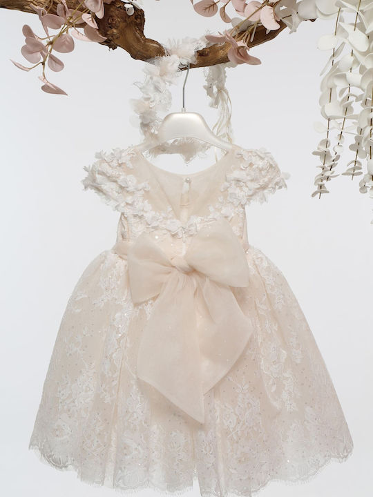 Mi Chiamo Beige Lace Baptism Dress K4709F-S