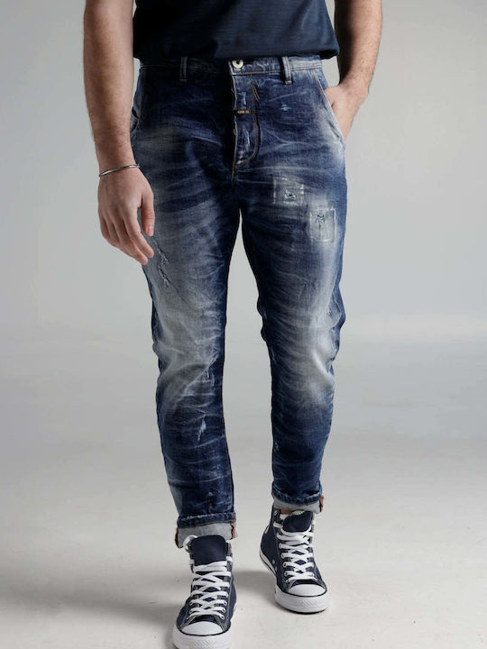 Men's Jeans Pants with Slim Fit Blue Denim