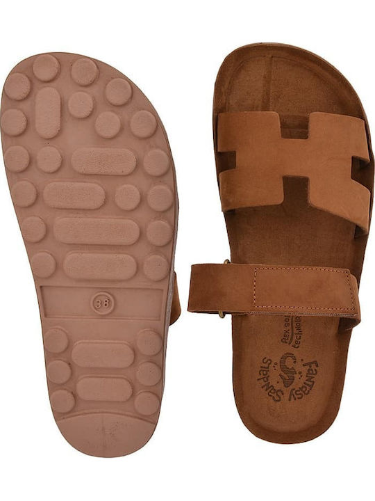 Bianca Leather Women's Flat Sandals Mochaccino