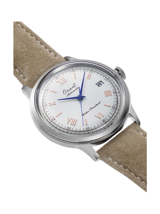 Orient Ανδρικό Ρολόι 40.5mm Αυτόματο με Μπεζ Δερμάτινο Λουράκι