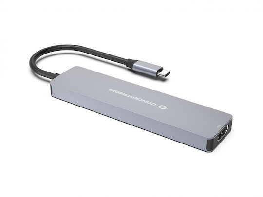 Conceptronic USB-C Stație de andocare cu HDMI 4K PD Ethernet Gri (DONN28G)