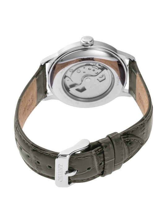 Orient Ανδρικό Ρολόι 40.5mm Αυτόματο με Γκρι Δερμάτινο Λουράκι