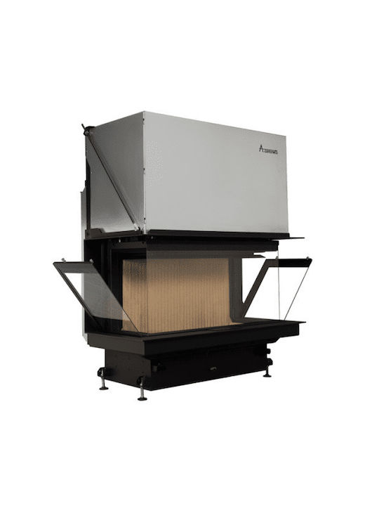 A. Caminetti Crystal 100 Premium Kaminofen Holz 13kW Dreiseitige mit Schranktüren