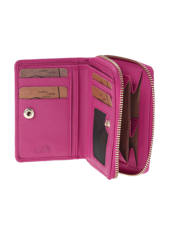 Small Leather Women's Wallet Classic with RFID Pink