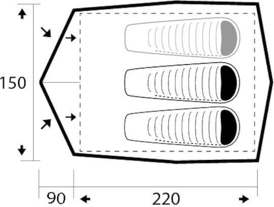 Alfa De iarnă Cort Camping Igloo Kaki pentru 3 Persoane 220x150cm