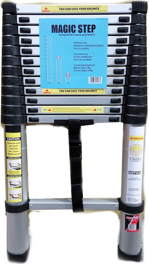 ACP Teleskopische Leiter Aluminium 12 Stufen mit maximaler Höhe 3.8m