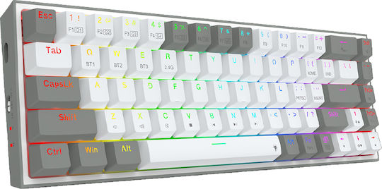 Redragon Castor Pro K631RGB Ασύρματο Gaming Μηχανικό Πληκτρολόγιο 65% με Custom διακόπτες και RGB φωτισμό (Αγγλικό US) Λευκό / Γκρι