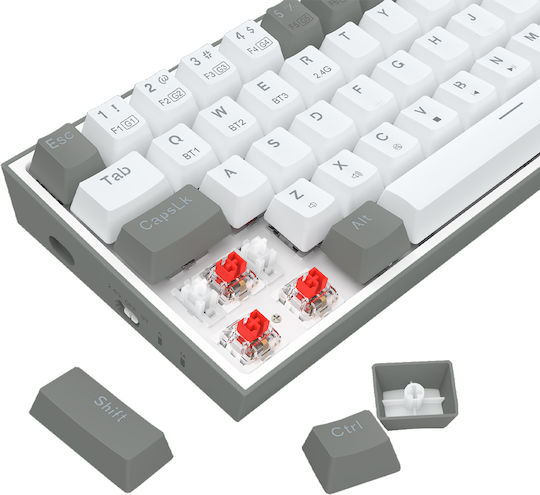 Redragon Castor Pro K631RGB Ασύρματο Gaming Μηχανικό Πληκτρολόγιο 65% με Custom διακόπτες και RGB φωτισμό (Αγγλικό US) Λευκό / Γκρι
