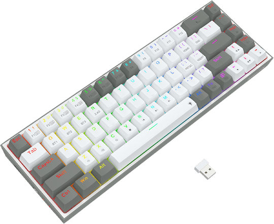 Redragon Castor Pro K631RGB Ασύρματο Gaming Μηχανικό Πληκτρολόγιο 65% με Custom διακόπτες και RGB φωτισμό (Αγγλικό US) Λευκό / Γκρι