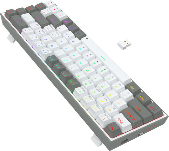 Redragon Castor Pro K631RGB Ασύρματο Gaming Μηχανικό Πληκτρολόγιο 65% με Custom διακόπτες και RGB φωτισμό (Αγγλικό US) Λευκό / Γκρι
